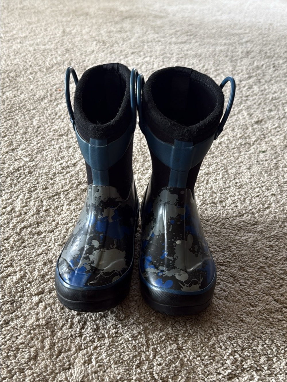 Western Chief Kids Navy and Black Camo Pull-On Rain Boots
